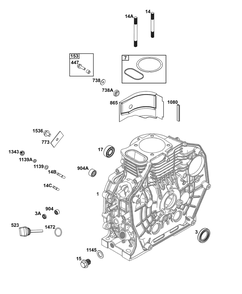 Cylinder Group Diagram and Parts List for 181D02-0003-01 100000 - 19Z999 Briggs and Stratton Engine